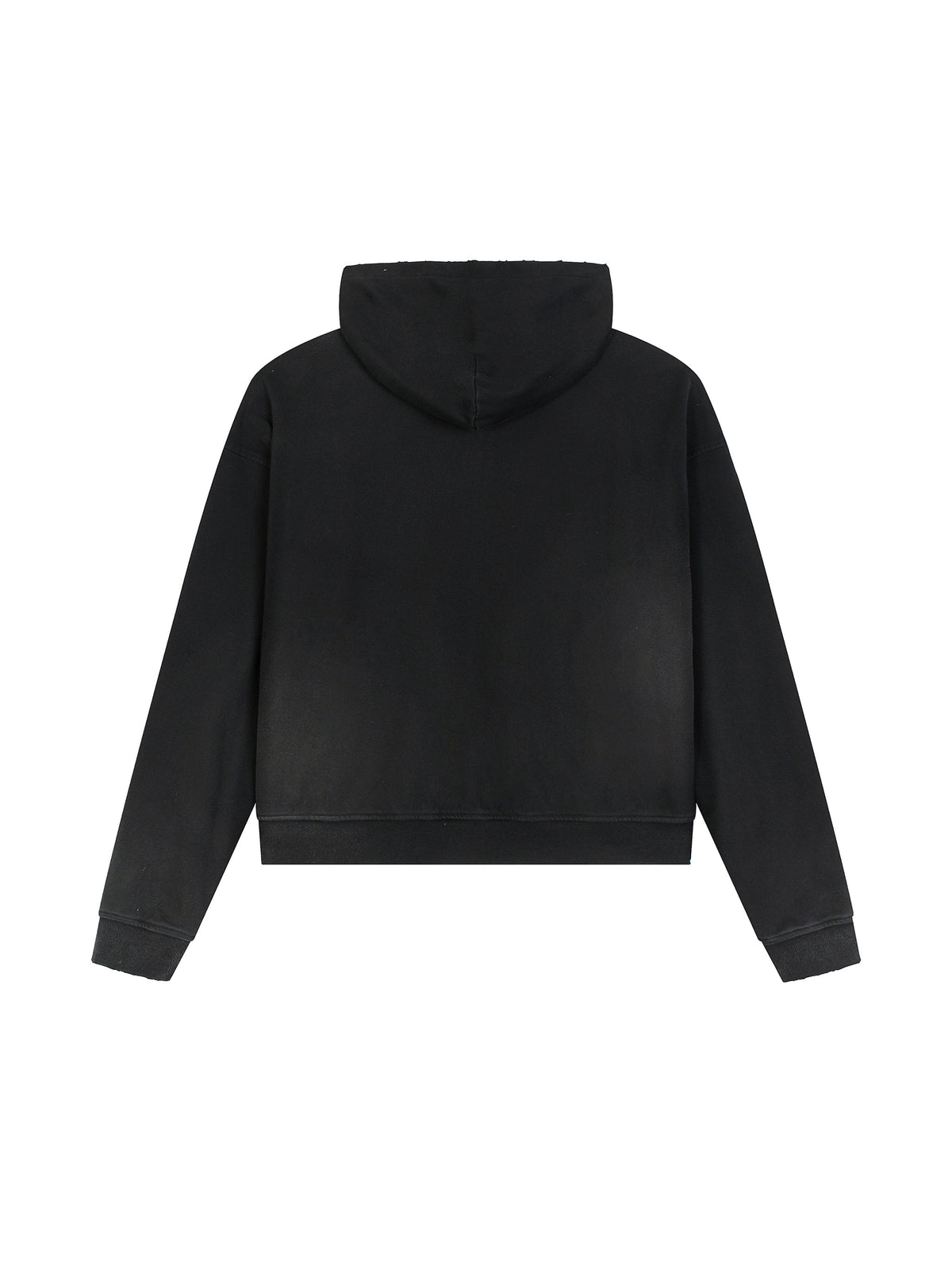 Sun Fade Frayed Raw Edge Fleece Zip Hoodie