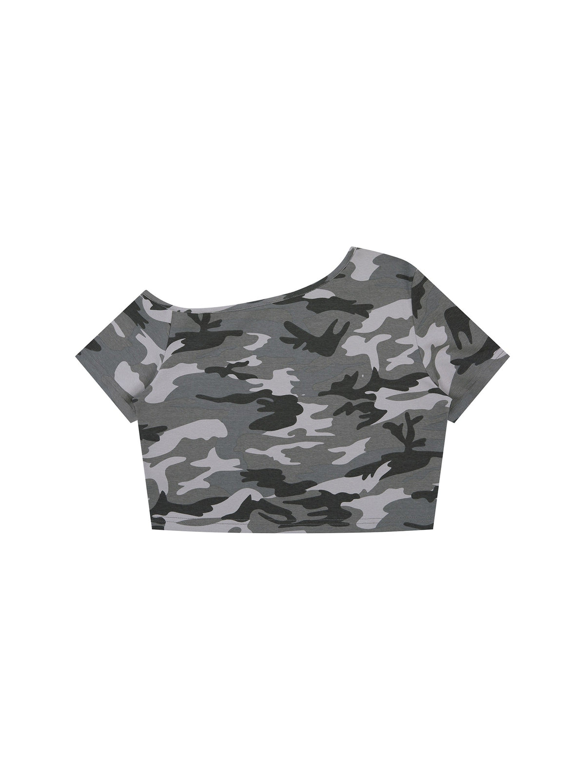 Women's Camo Off-Shoulder Crop T-Shirt