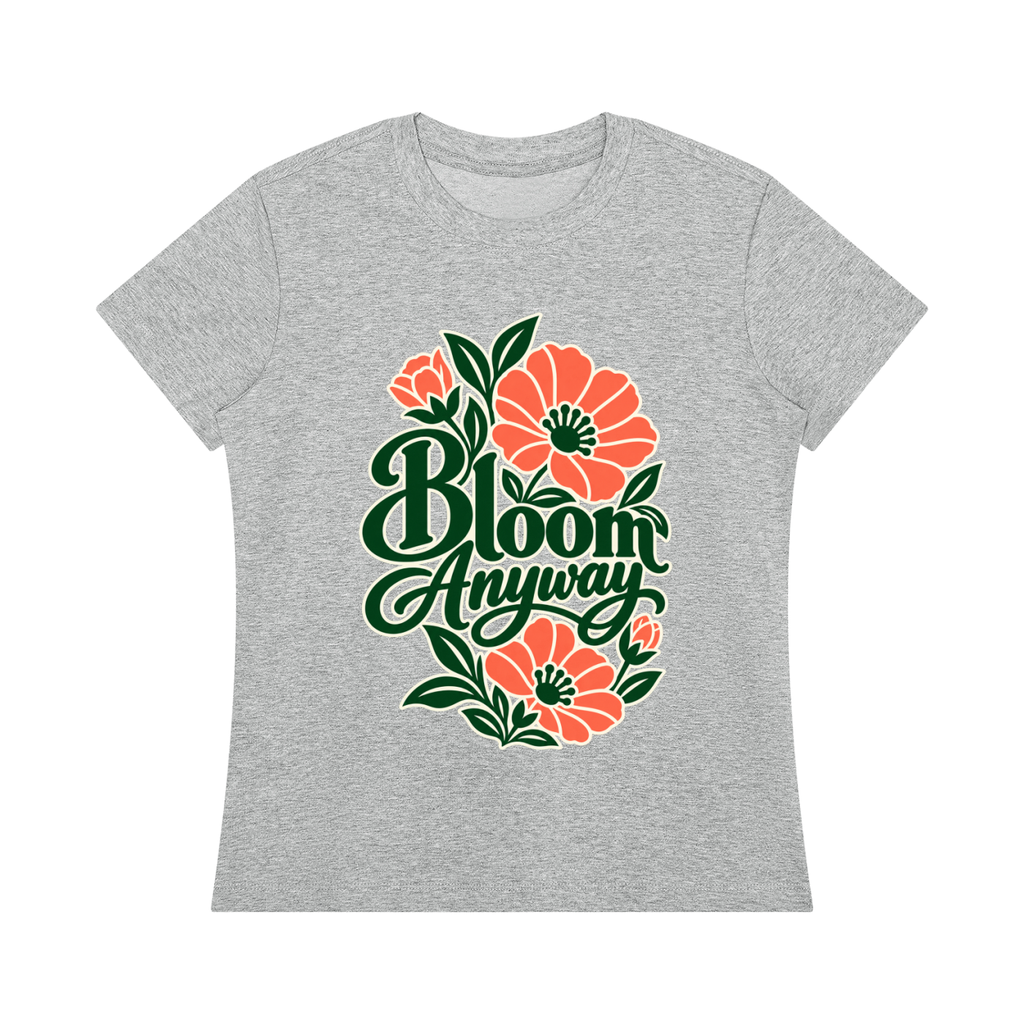 Bloom Anyway women's graphic T-shirt in Flower Grey – front