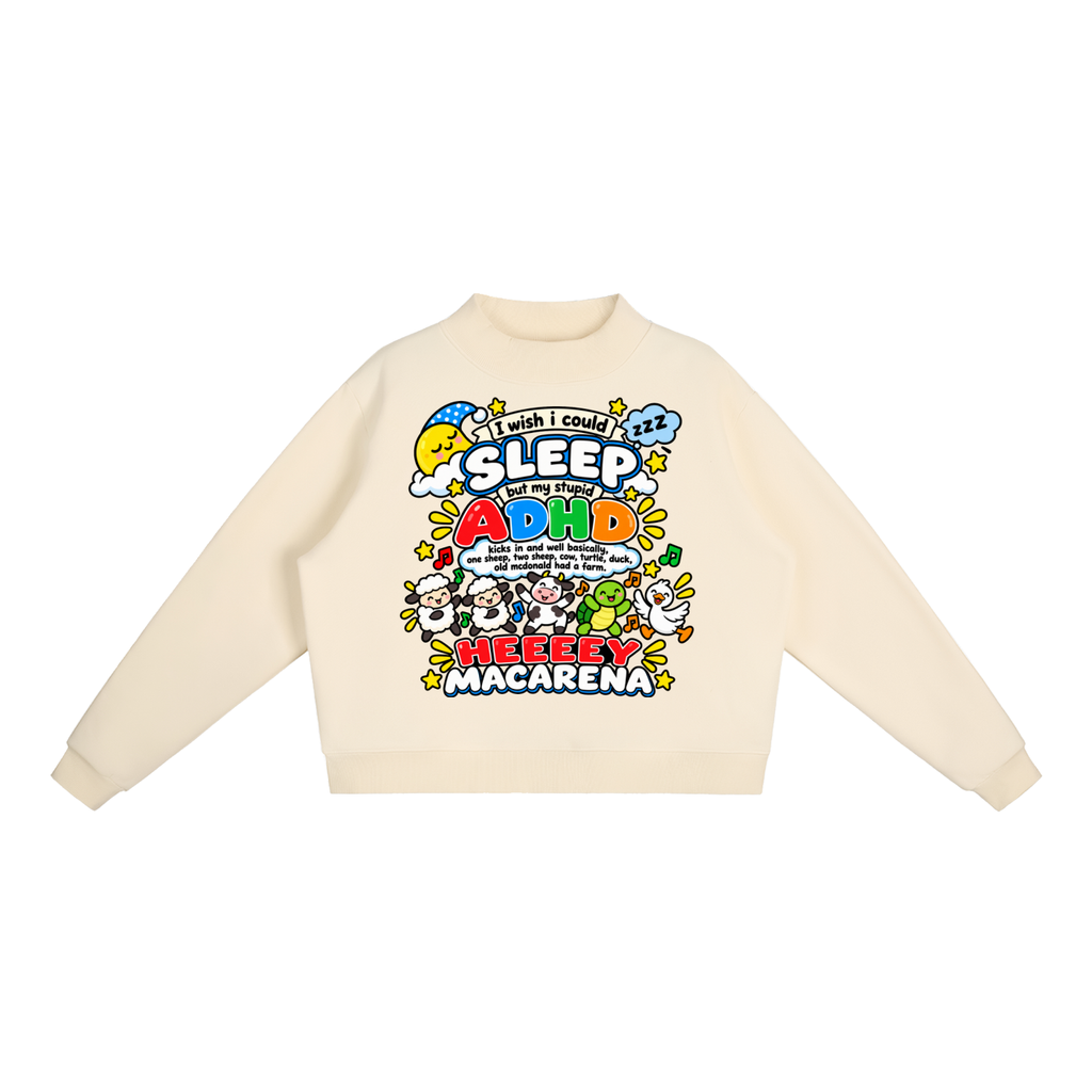 ADHD Macarena Women's Essential Fleece Mock-Neck Graphic Sweatshirt - Cream Apricot front