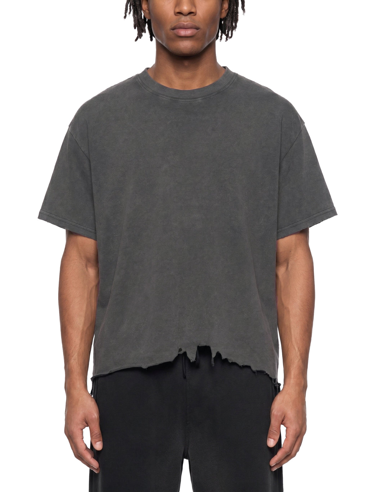 Unisex Vintage-Wash Boxy Distressed-Hem T-Shirt gallery view