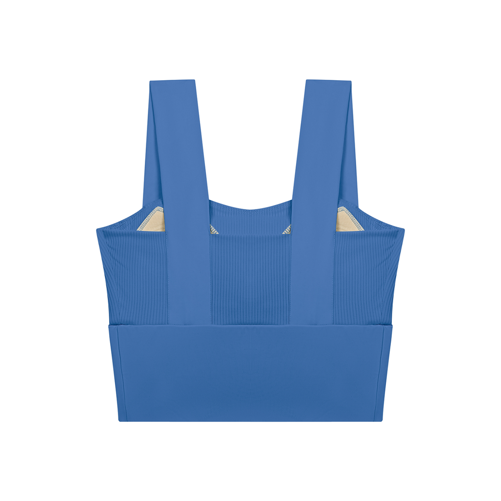 Women’s Yoga Crop Tank Top in Colorful Blue - back view