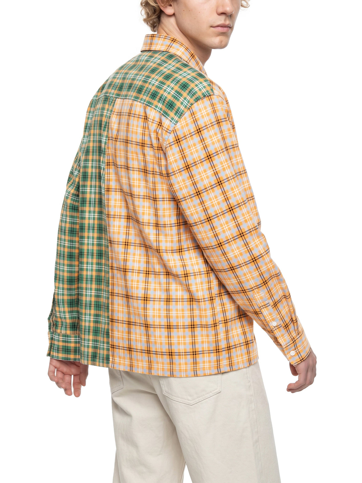 Unisex Oversized Plaid Colour Block Shirt