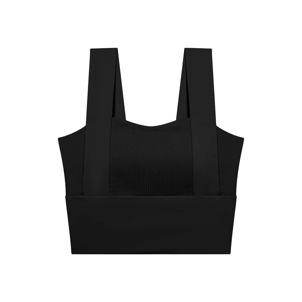 Women’s Yoga Crop Tank Top in Black - front view