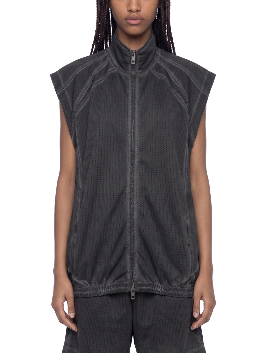 Unisex Vintage Wash Mesh Full-Zip Vest