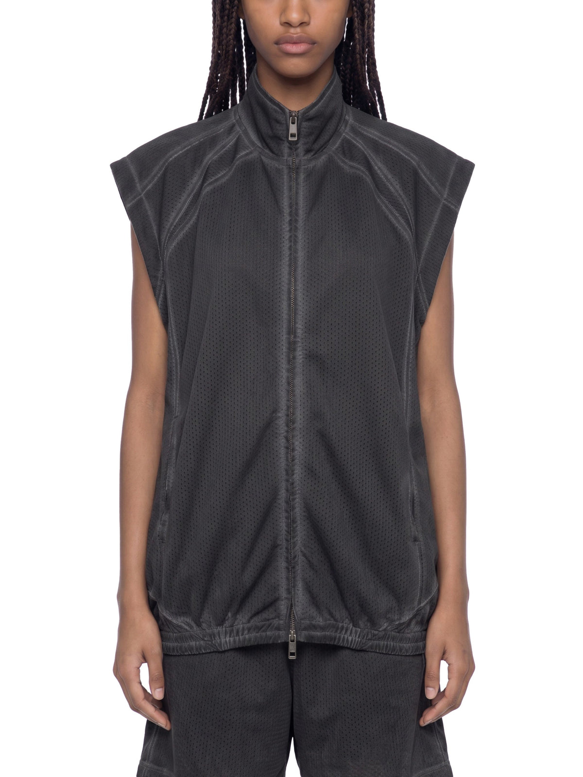 Unisex Vintage Wash Mesh Full-Zip Vest