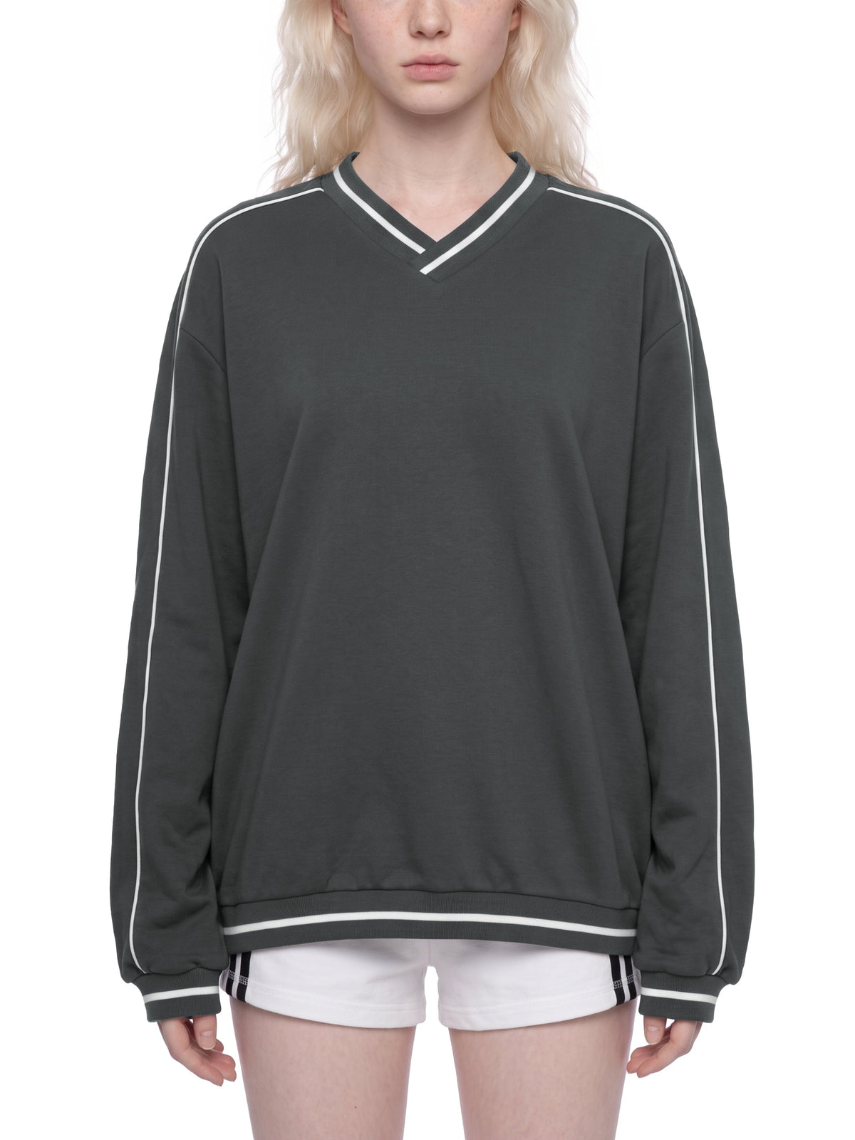 Unisex Color Block V-Neck Sweatshirt