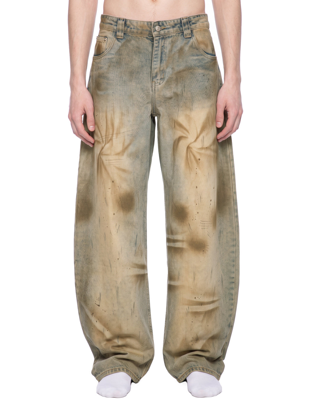 Men’s Vintage-Wash Barrel-Leg Jeans