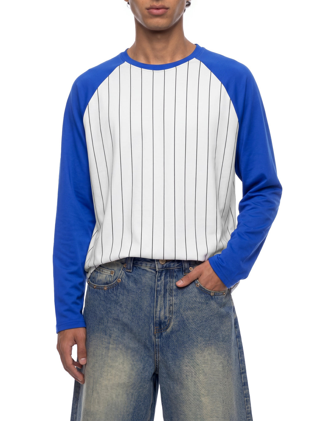 Unisex Striped Raglan Long Sleeve T-Shirt