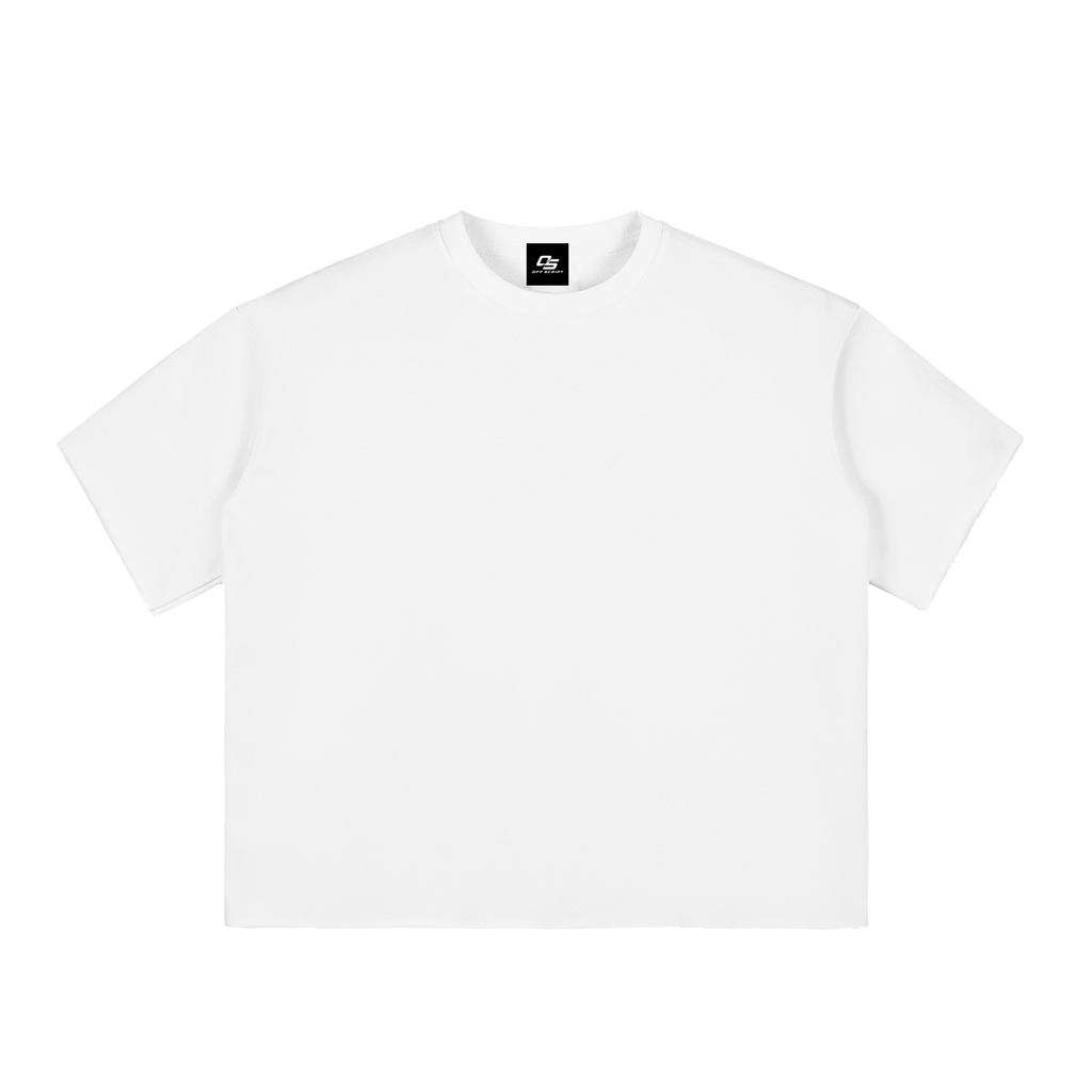 Light Apricot Unisex Boxy Half-Sleeve Raw-Edge T-Shirt front view