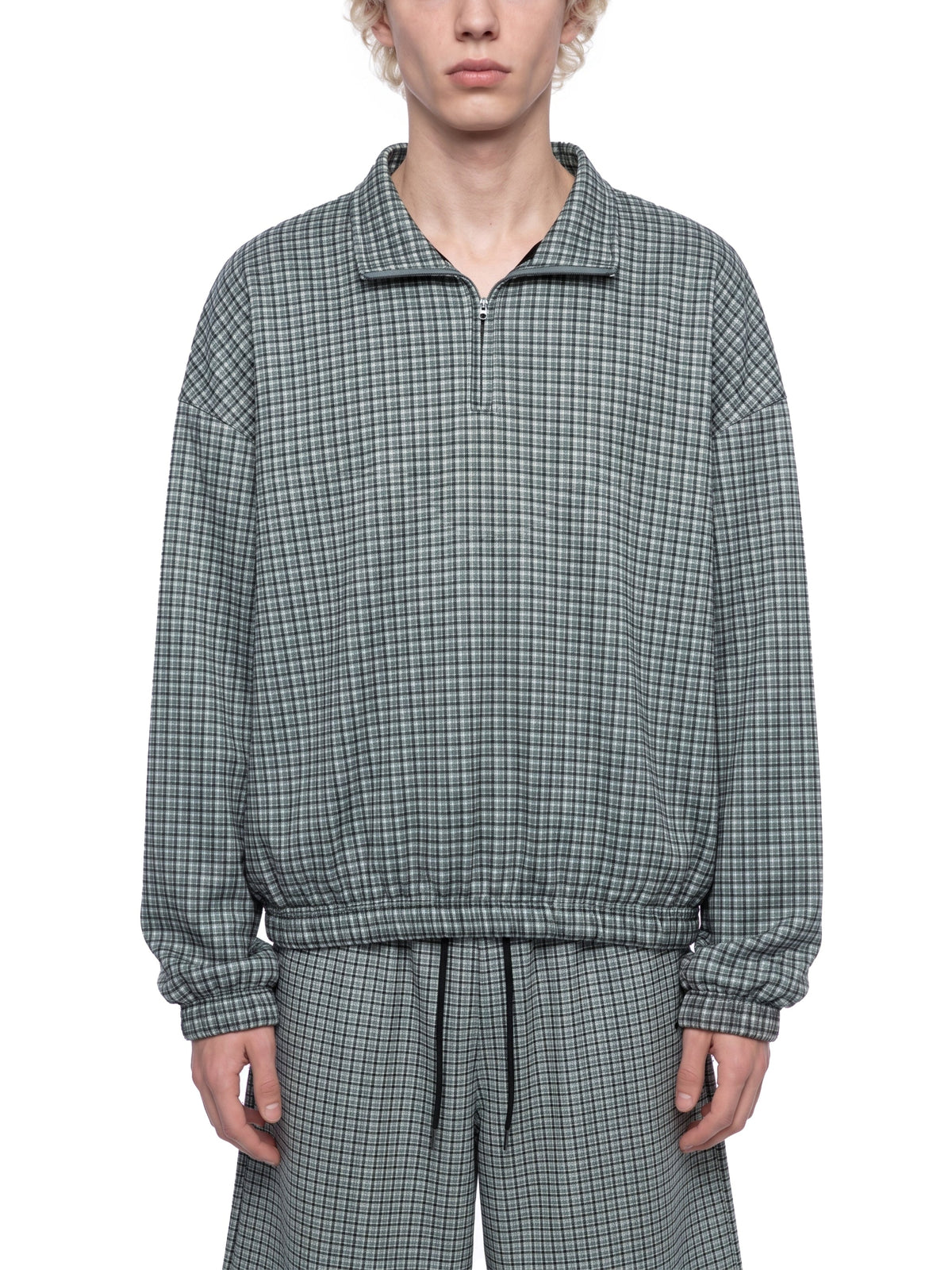 Unisex Plaid Quarter-Zip Sweatshirt