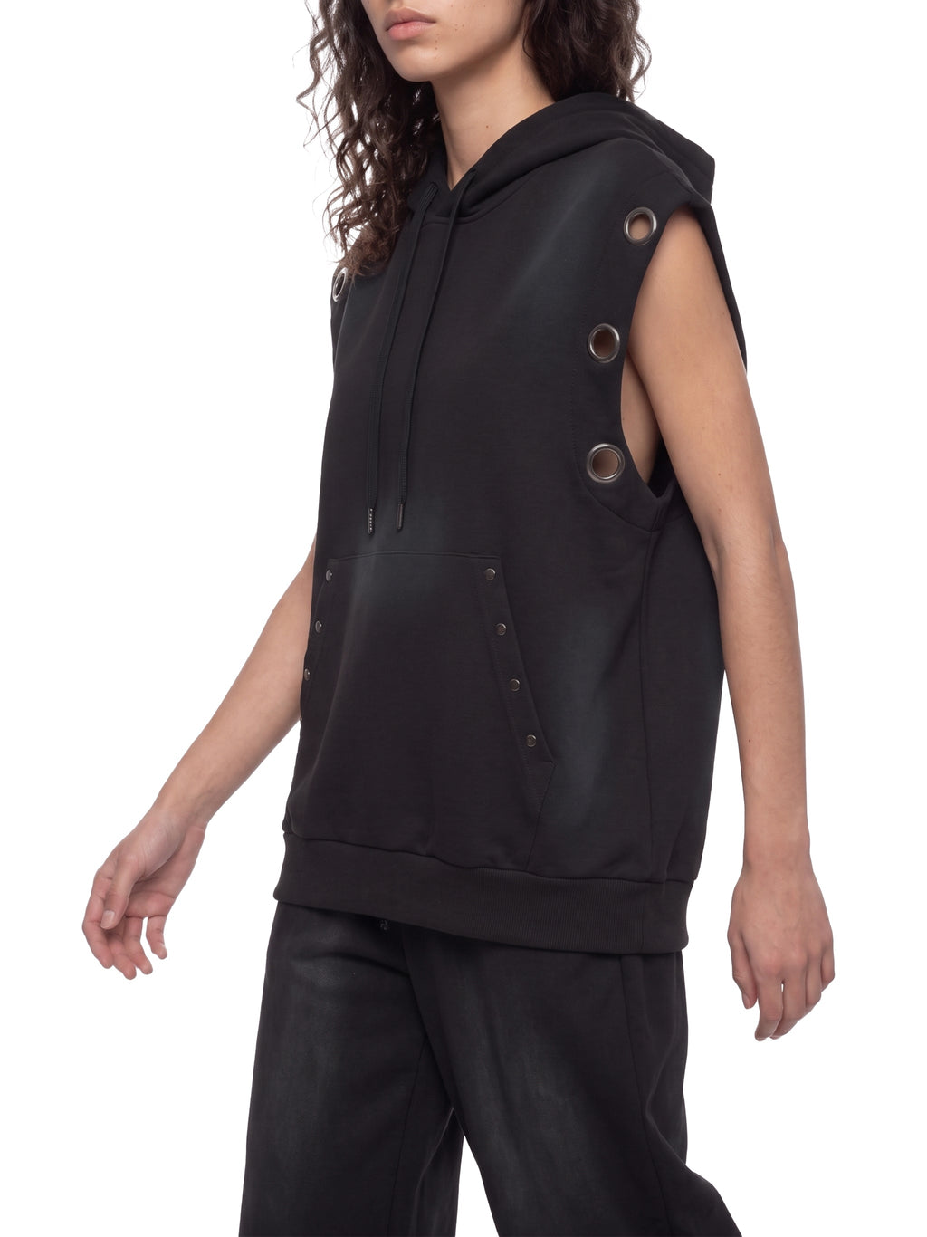 Vintage-Wash Sun-Fade Sleeveless Hoodie