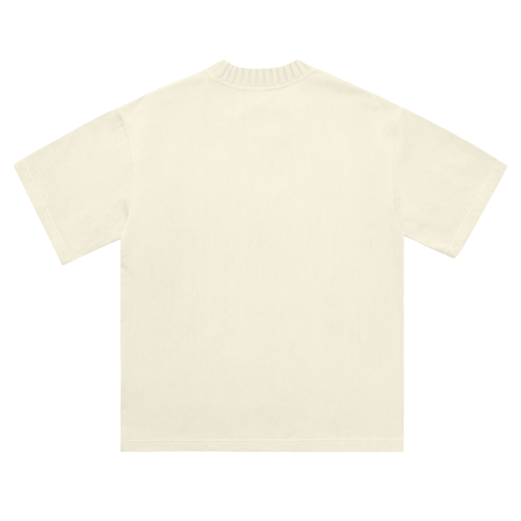 Unisex heavyweight knitted crewneck T-shirt in Apricot – back product view