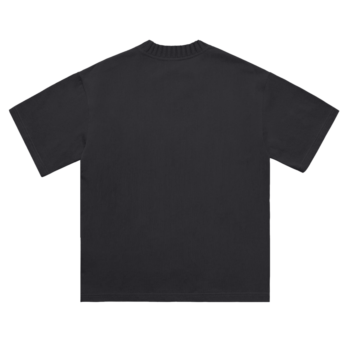 Unisex heavyweight knitted crewneck T-shirt in Black – back product view