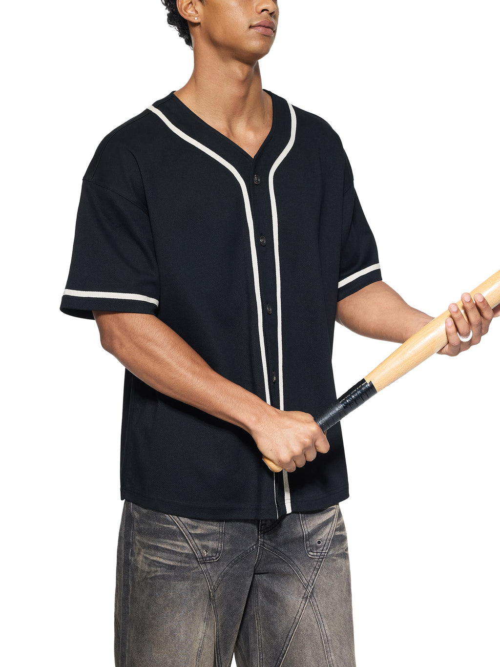 Unisex Contrast Piped Button-Up Jersey gallery view