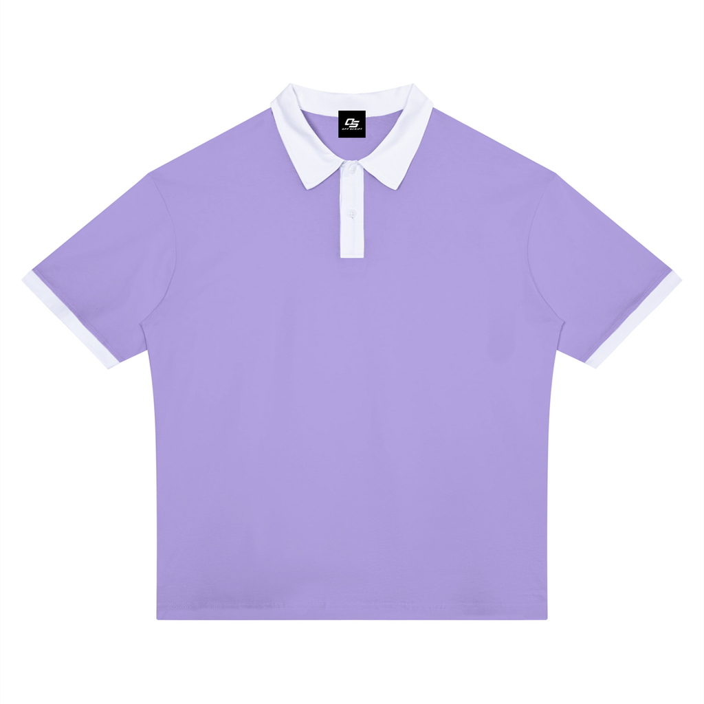 Light Purple with White Unisex Color Block Polo Shirt front product view