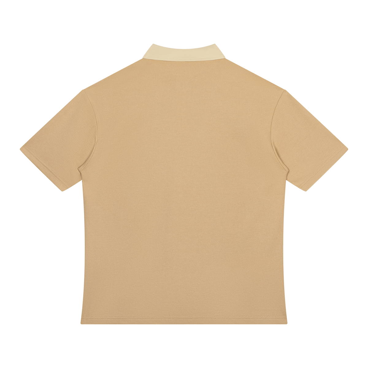 Khaki with Beige Camel Unisex Color Block Quarter-Zip Polo Shirt back product view