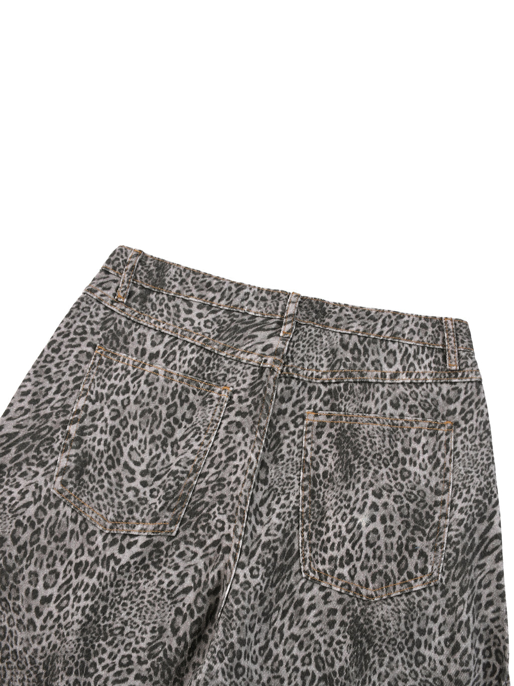 Unisex Vintage Wash Leopard Wide Leg Jeans