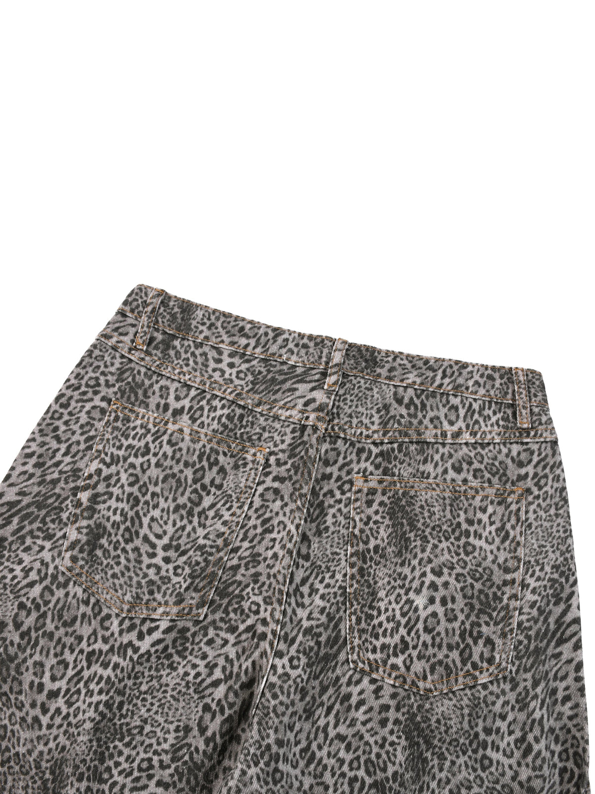 Unisex Vintage Wash Leopard Wide Leg Jeans