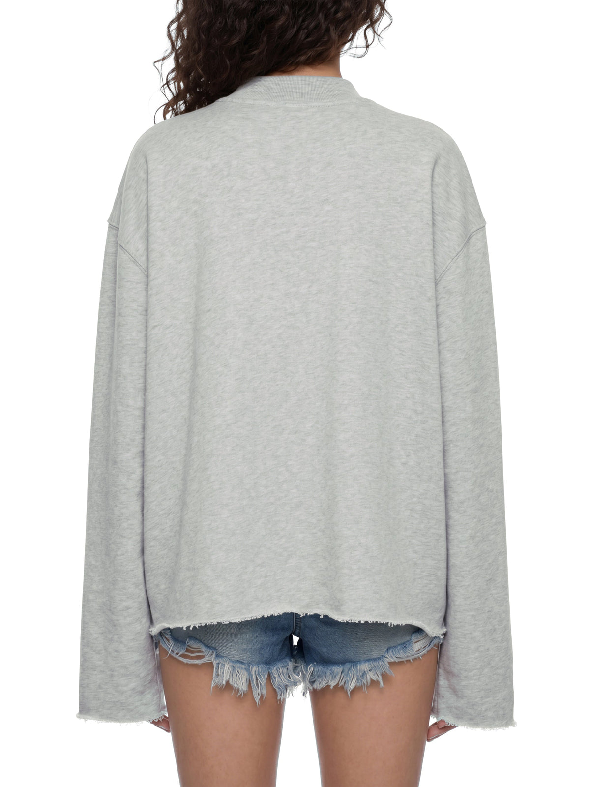 Unisex Mock-Neck Raw-Edge Boxy Sweatshirt