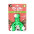 Green Chewzee Tri-Bone dental dog toy