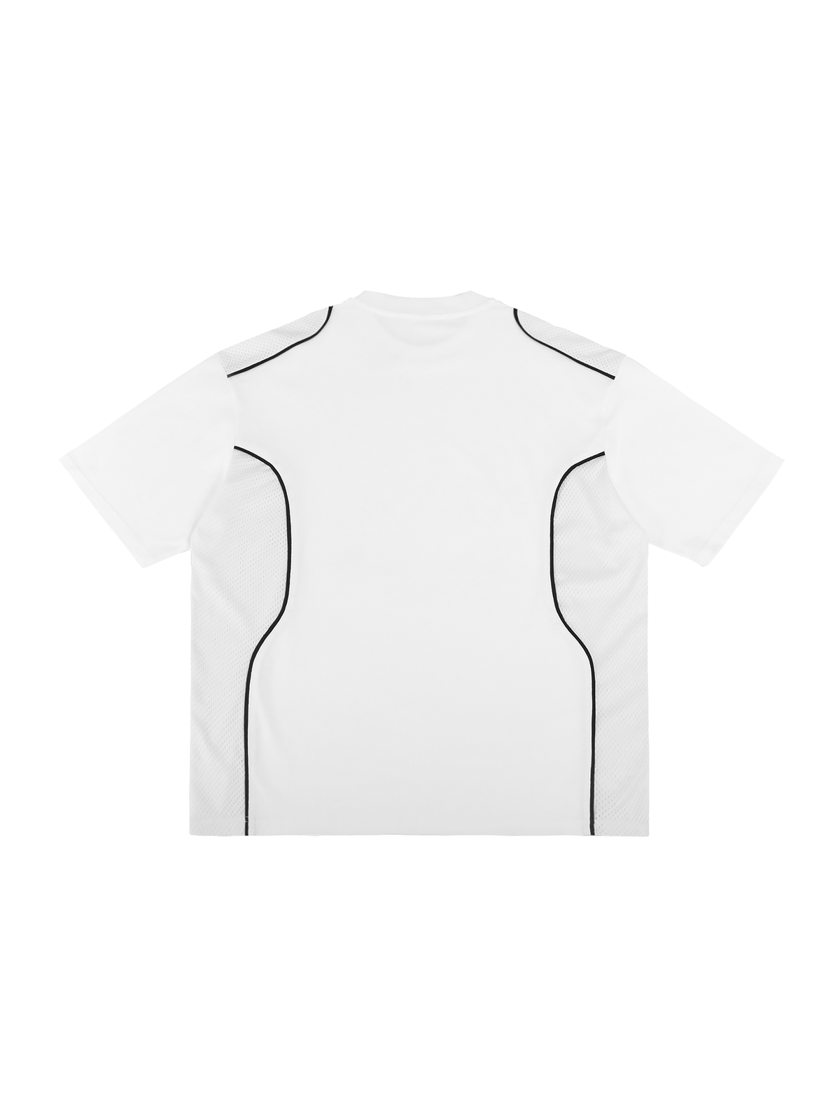 White Contrast Piped Panel T-Shirt back product view