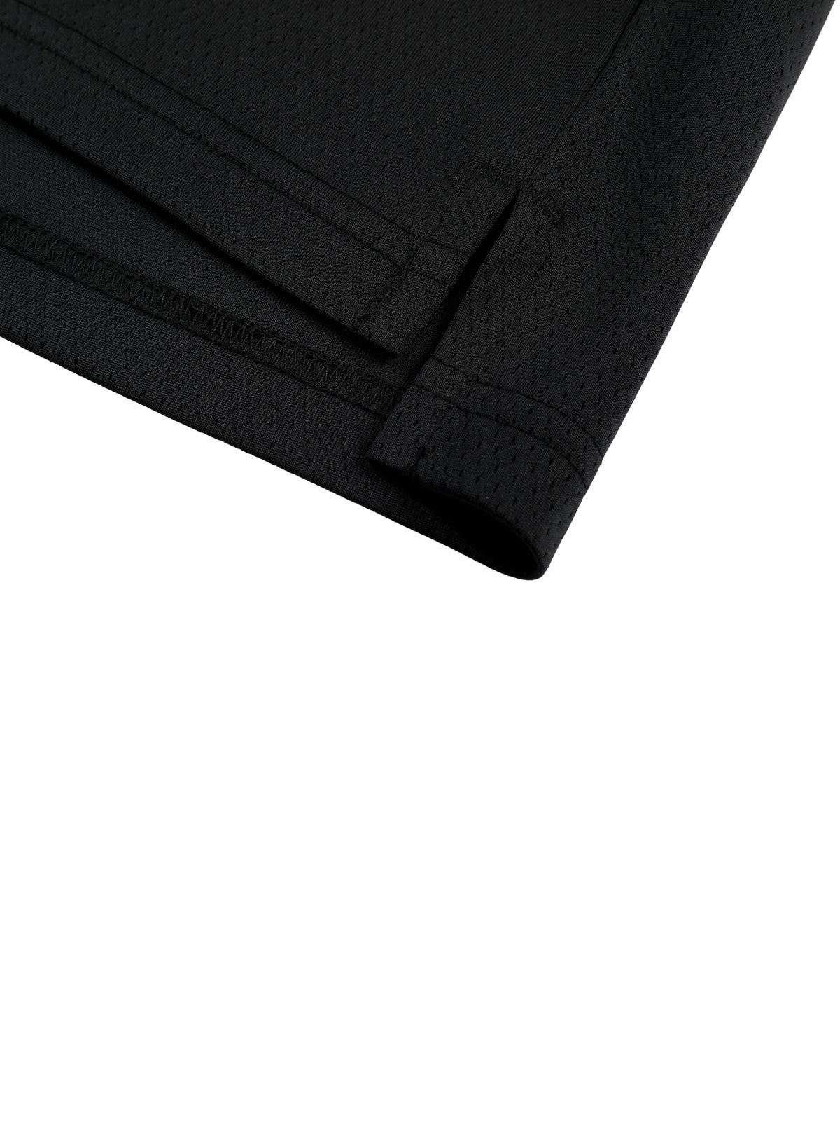 Contrast Raglan Sleeve Mesh T-Shirt side slit and hem detail
