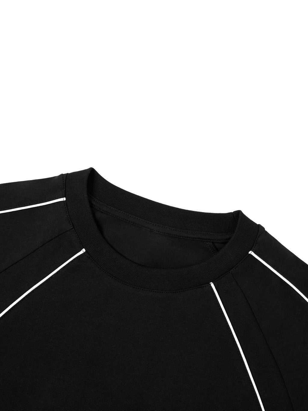 Unisex Contrast Stitch Raglan T-Shirt neckline and topstitch detail