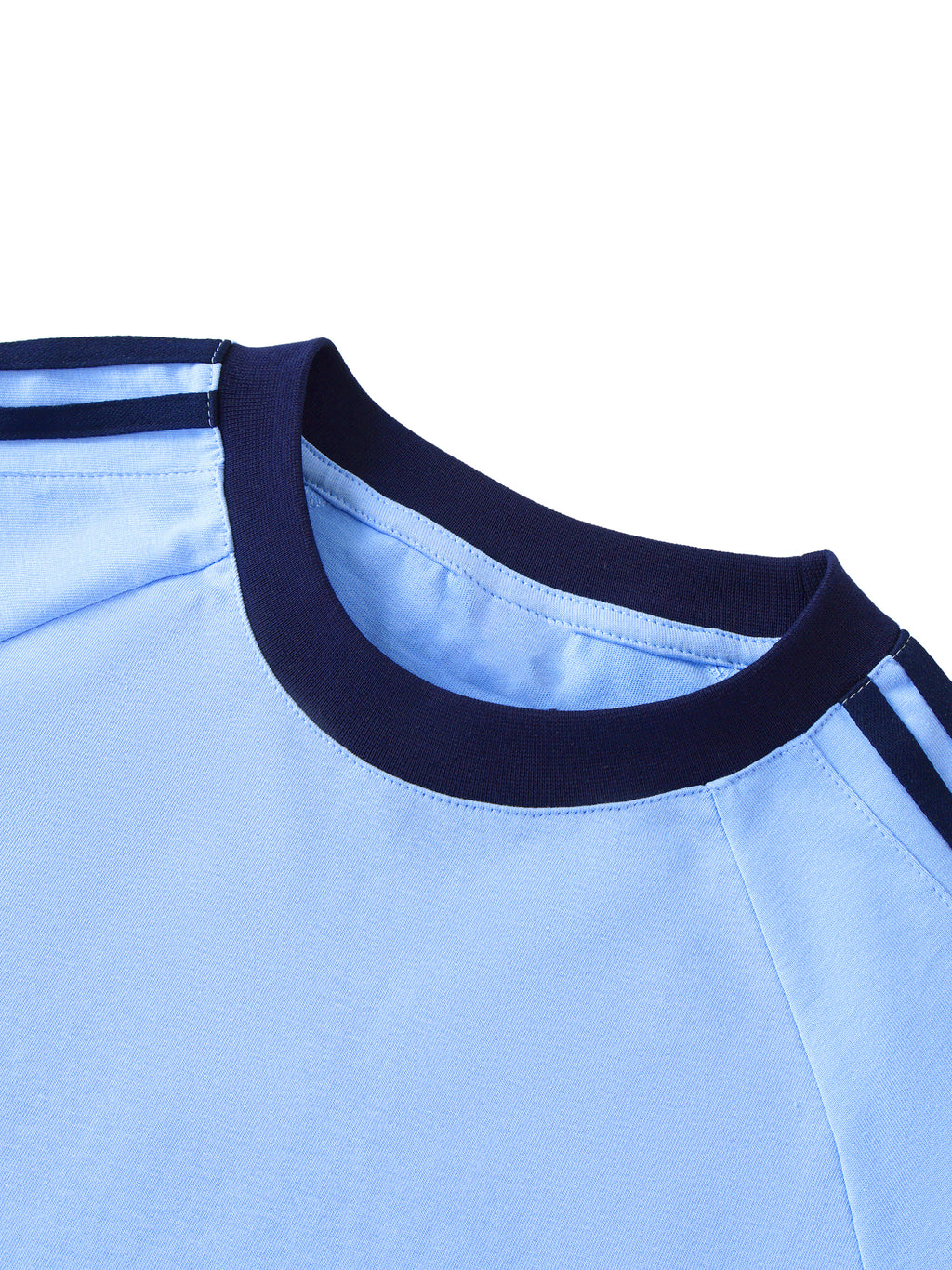 Off Script Contrast Tape Crewneck Cotton T-Shirt - neckline detail