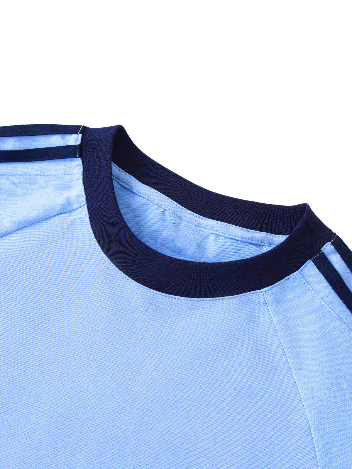 Off Script Contrast Tape Crewneck Cotton T-Shirt - neckline detail