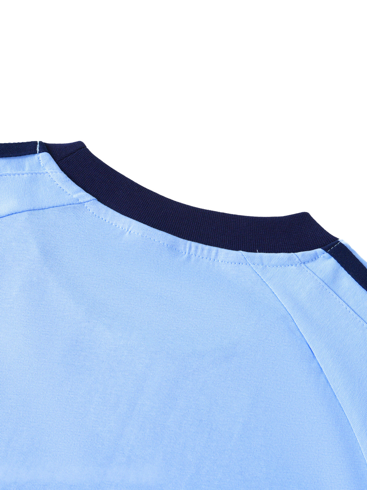 Off Script Contrast Tape Crewneck Cotton T-Shirt - collar seam detail