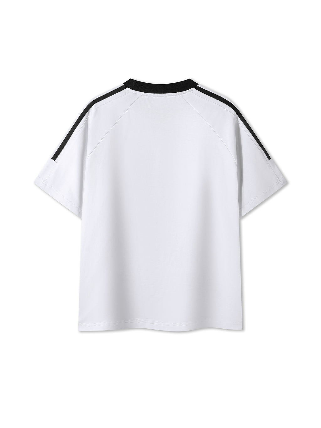 Off Script Contrast Tape Crewneck Cotton T-Shirt - White back view