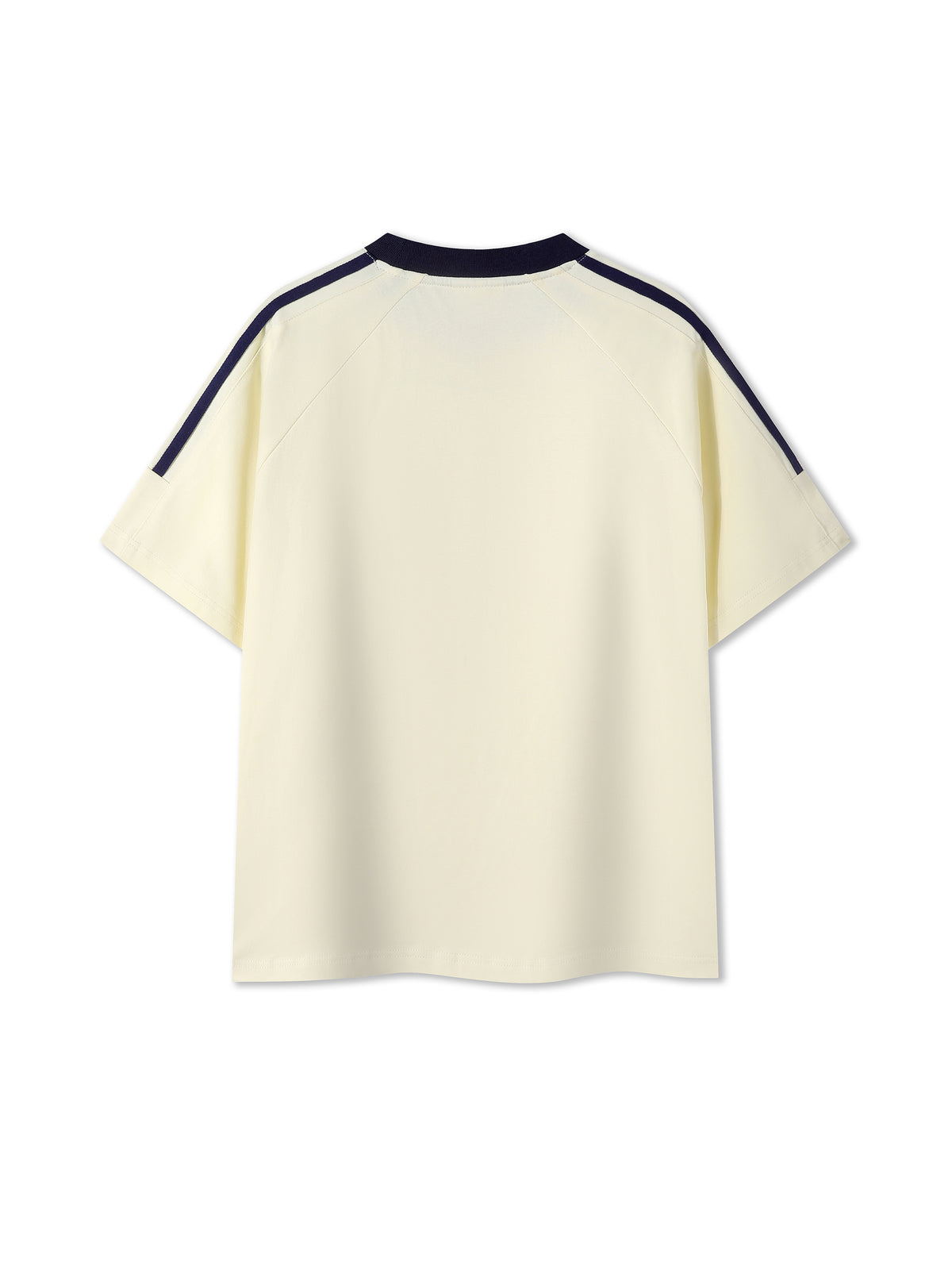 Off Script Contrast Tape Crewneck Cotton T-Shirt - Mild Apricot back view