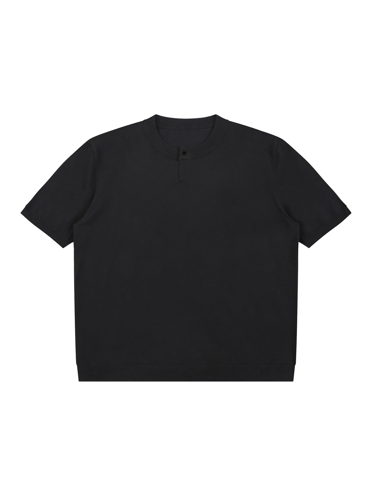Off Script Cotton Knit Short Sleeve Henley T-Shirt - Black front view