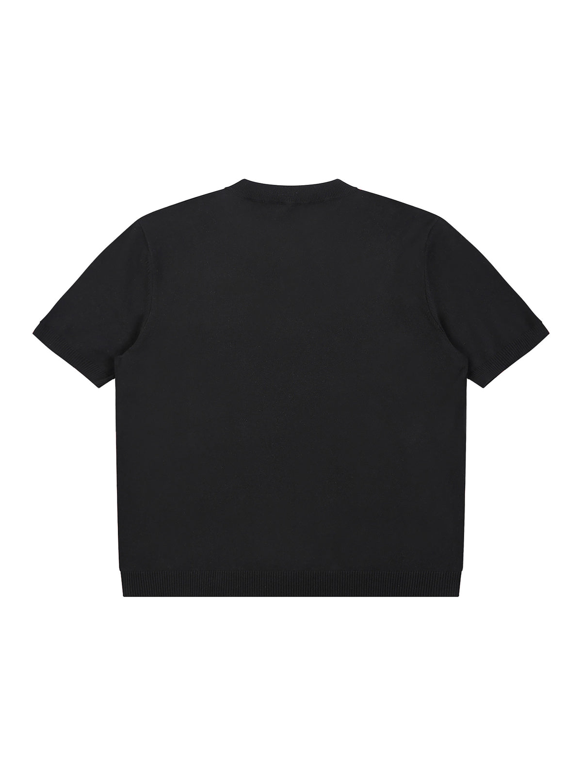 Off Script Cotton Knit Short Sleeve Henley T-Shirt - Black back view