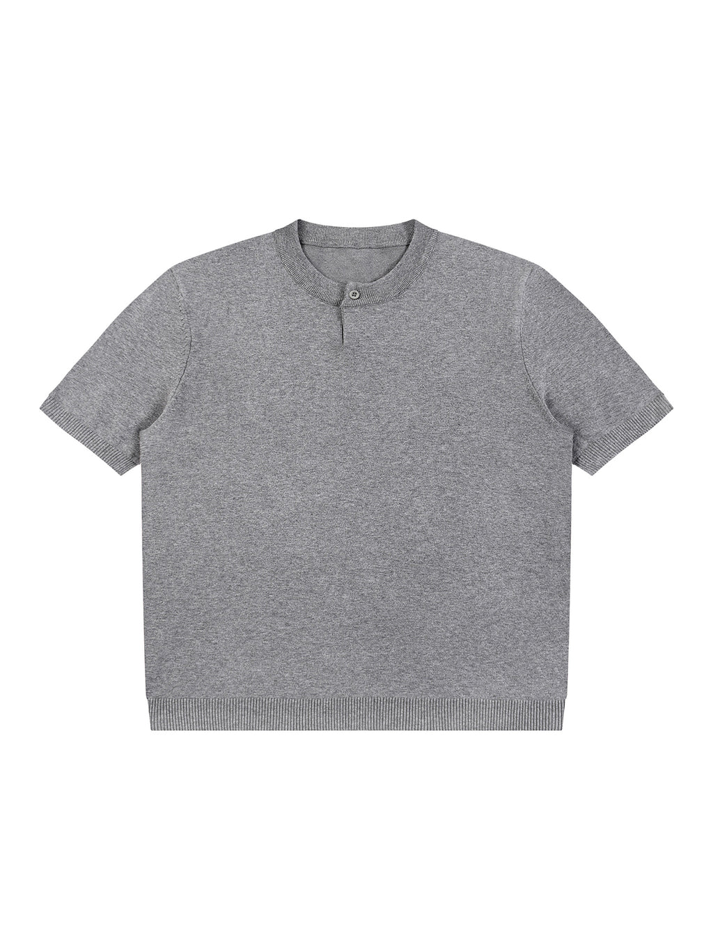 Off Script Cotton Knit Short Sleeve Henley T-Shirt - Flower Gray alternate front view