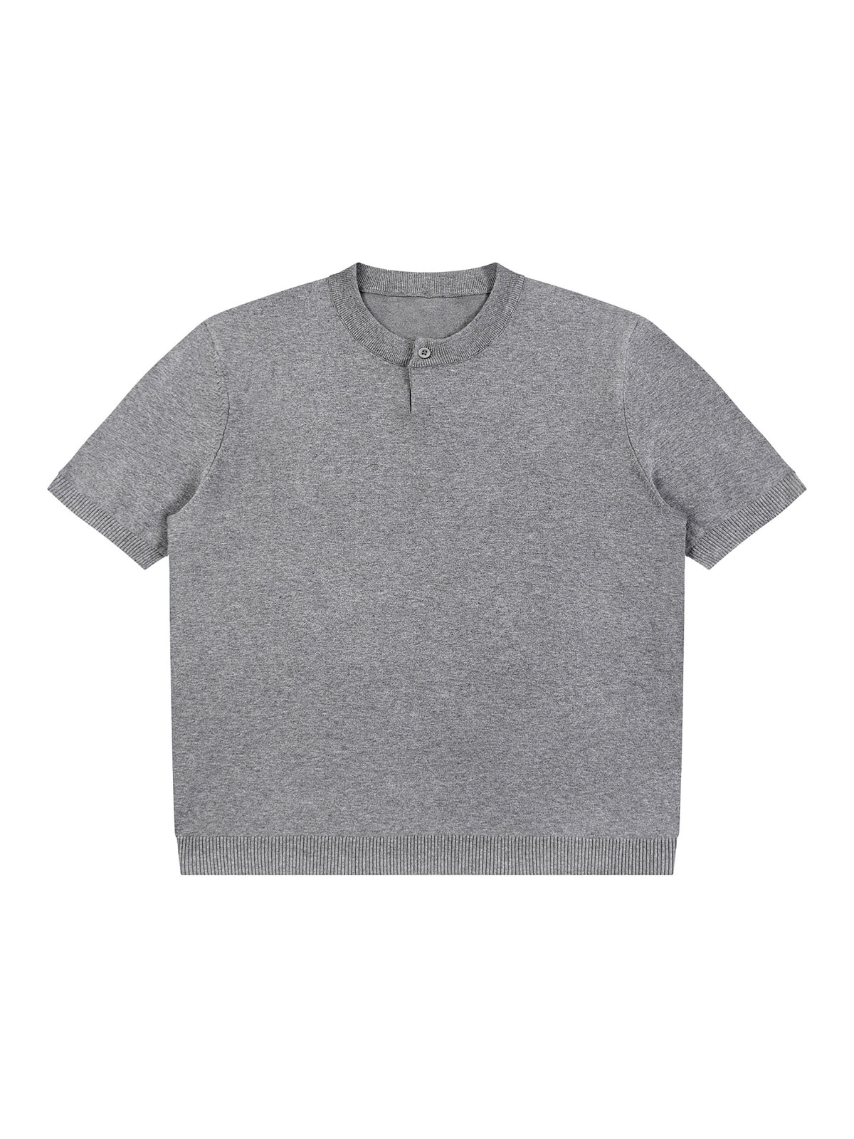 Off Script Cotton Knit Short Sleeve Henley T-Shirt - Flower Gray alternate front view