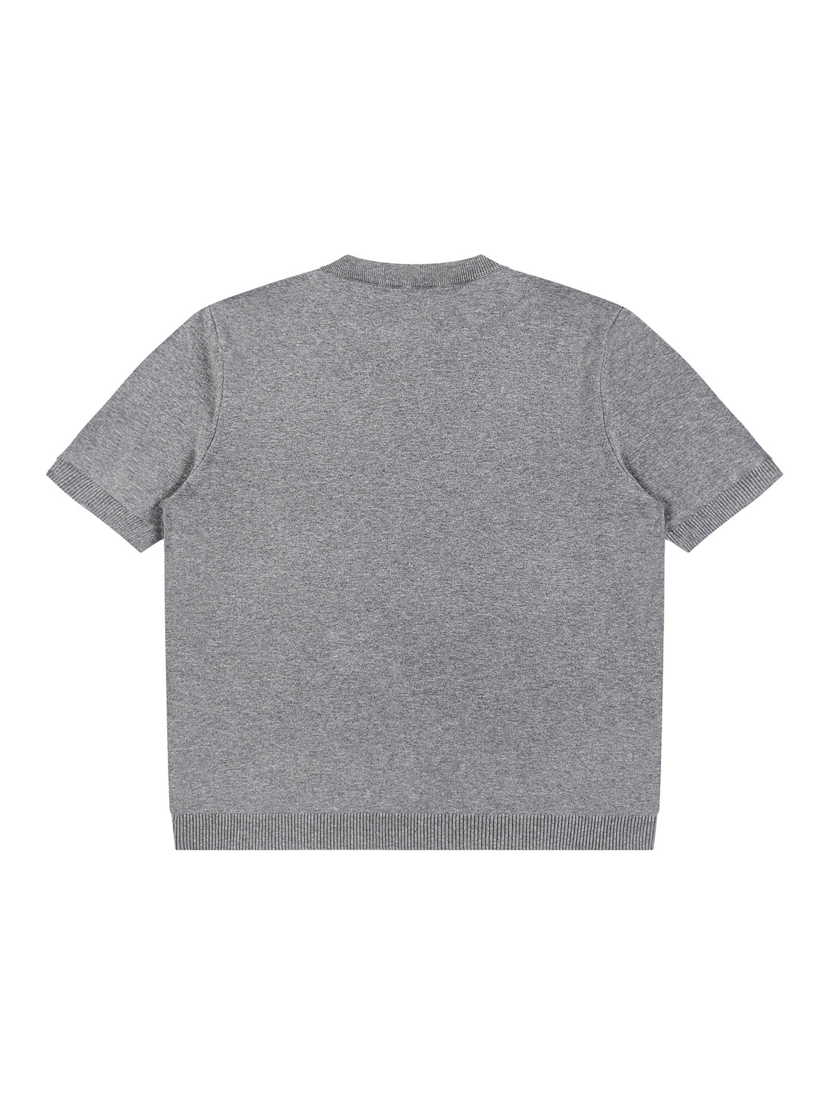 Off Script Cotton Knit Short Sleeve Henley T-Shirt - Flower Gray alternate back view
