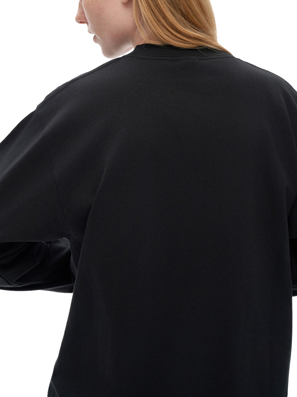 Off Script Crew Neck Drop Shoulder Long Sleeve Shirt - Black shoulder and back detail