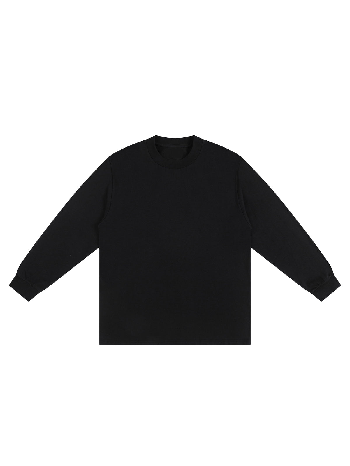 Off Script Crew Neck Drop Shoulder Long Sleeve Shirt - Black alternate front view
