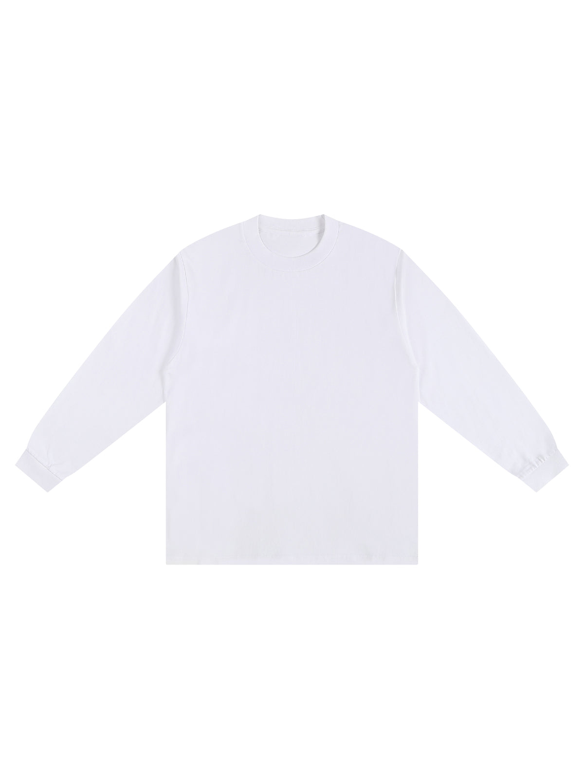Off Script Crew Neck Drop Shoulder Long Sleeve Shirt - Basic White front view