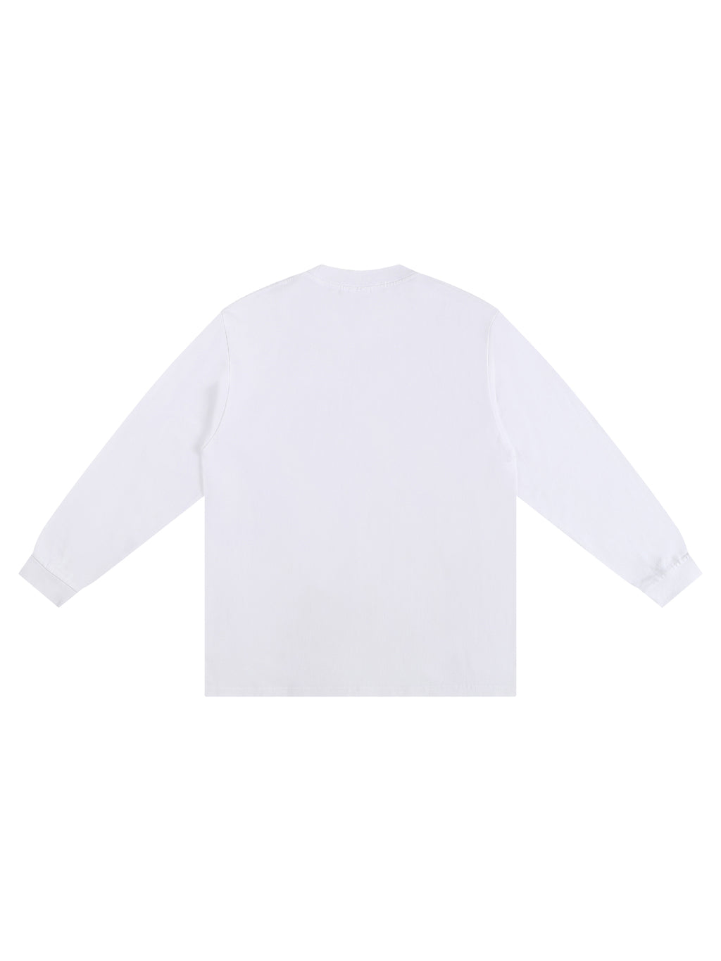 Off Script Crew Neck Drop Shoulder Long Sleeve Shirt - Basic White back view
