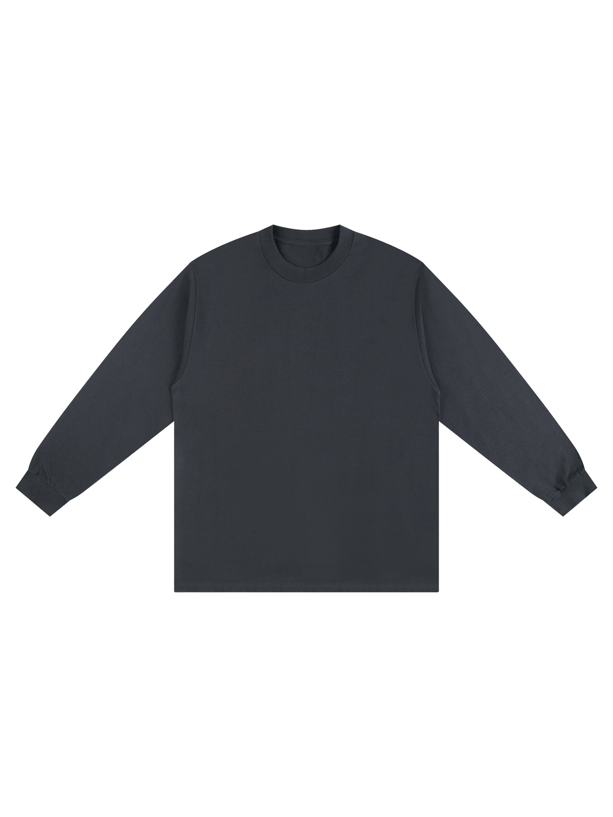Off Script Crew Neck Drop Shoulder Long Sleeve Shirt - Dark Gray front view