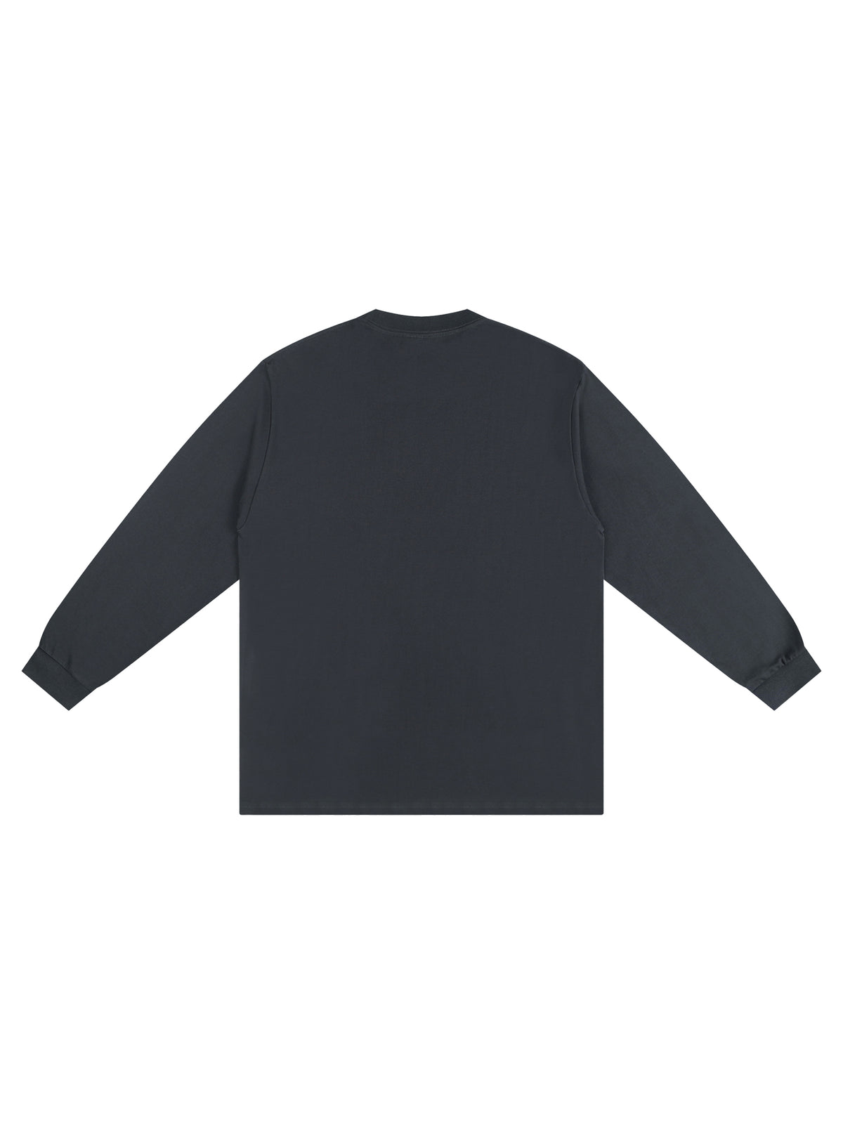 Off Script Crew Neck Drop Shoulder Long Sleeve Shirt - Dark Gray back view