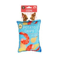 Blue crinkly potato chips dog toy