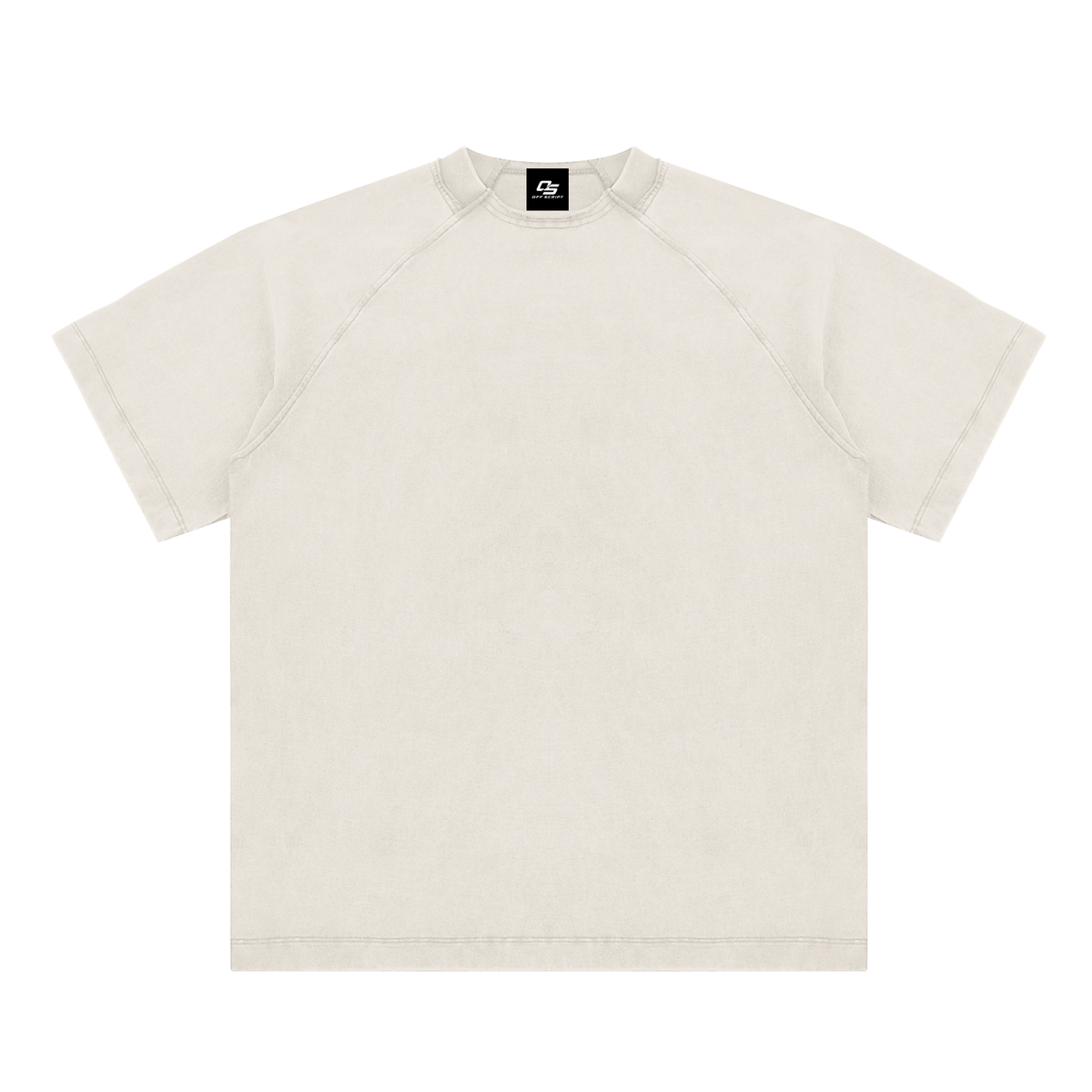 Grey White Unisex vintage-washed raglan cotton T-shirt front view
