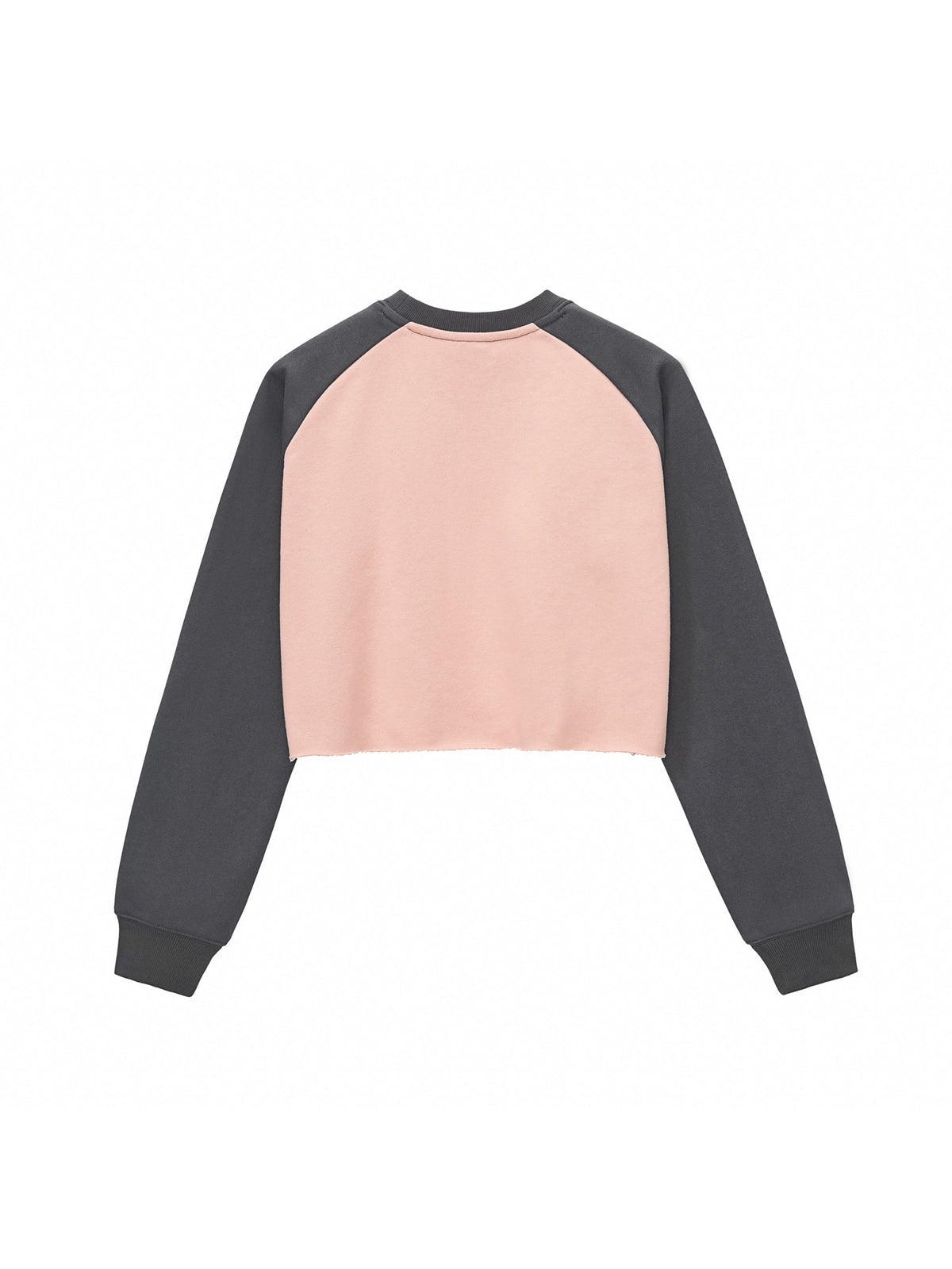 Raw-Hem Colour-Block Raglan Crop Sweatshirt