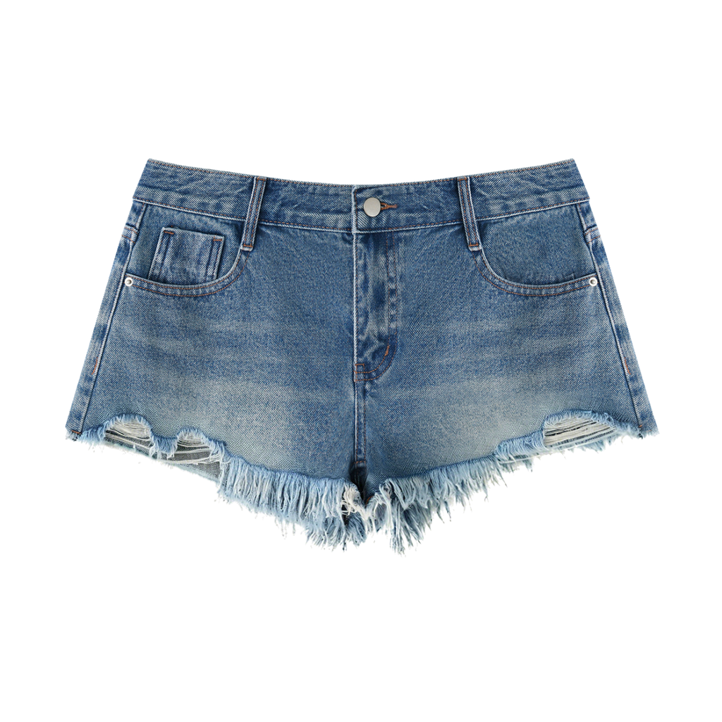 Women’s Vintage Wash Raw Hem Denim Shorts