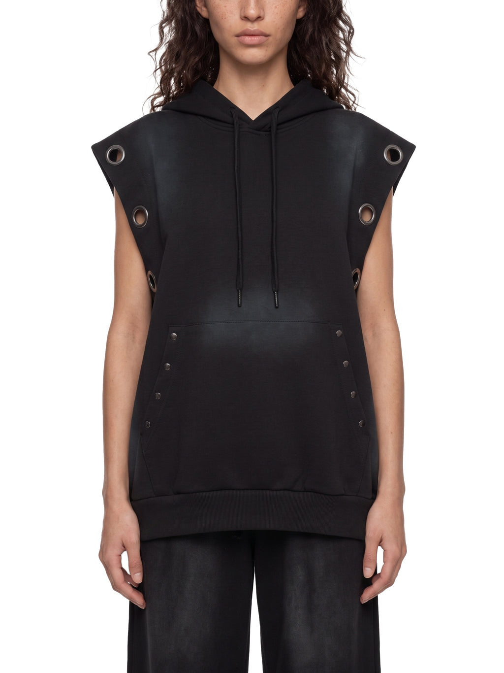 Vintage-Wash Sun-Fade Sleeveless Hoodie
