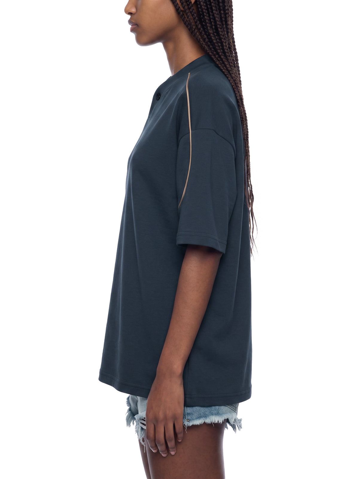 Unisex Oversized Piping Henley T-Shirt